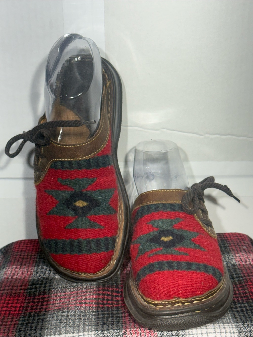 BORN Mules Wool & Leather Southwest Aztec Clogs Size 6 EU 36.5